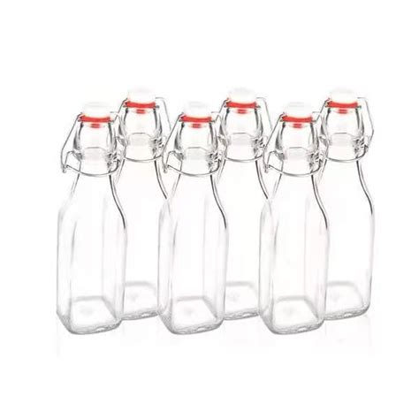 Clear Glass Bottle With Hermetic Lid Stopper 250ml 500ml 750ml 1000ml Swing Top Beverage Bottles