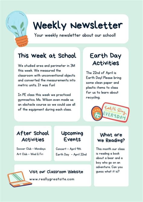 Free Custom Printable Classroom Newsletter Templates Canva