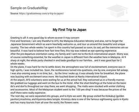 My First Trip to Japan - 351 Words | Free Essay Example on GraduateWay