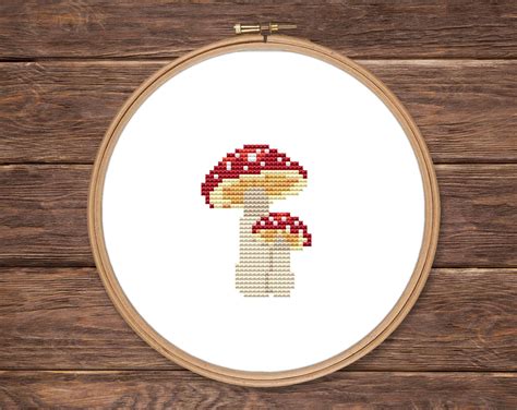 Mushroom Cross Stitch Pattern Pdf Autumn Easy Simple Small Etsy