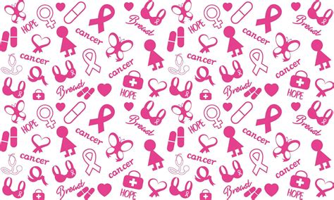 Breast Cancer Awareness Month Symbol Emblem Seamless Pattern Vector