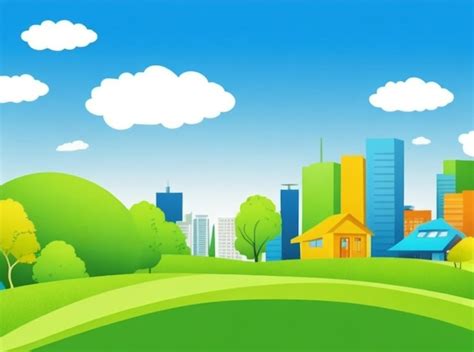 Premium Photo | A cartoon illustration of a city with a green city in ...