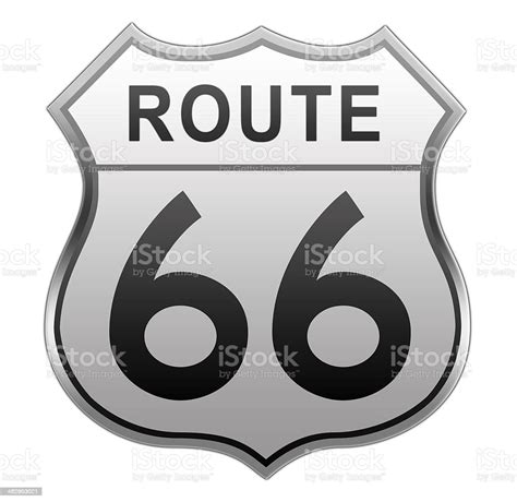 Route 66 Glossy Road Sign Stock Illustration Download Image Now