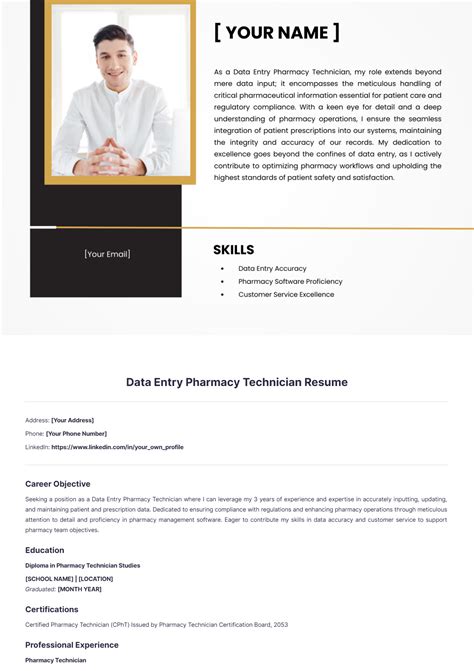 Free Data Entry Pharmacy Technician Resume Template Edit Online