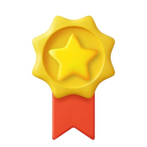 Medalha De Vencedor 3d Com Estrela E Fita Estilo Minimalista Dos