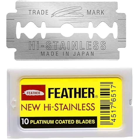 Buy 10 Feather Razor Blades Platinum Coated New Hi Stainless For Double