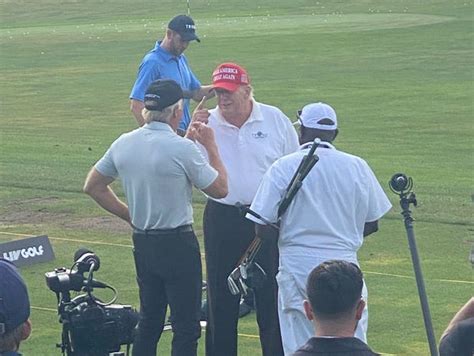 Trump Attends Liv Golf Outing At His Bedminster Golf Course Photos