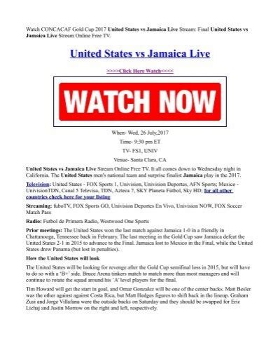 United States vs Jamaica Live Stream