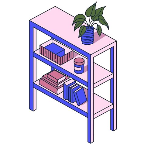 Premium Vector Isometric Shelving With Books Cute Furniture Vector