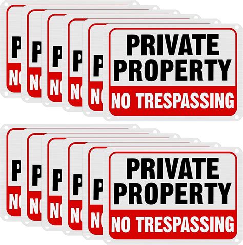 Leifide 12 Pcs No Trespassing Signs Private Property Metal