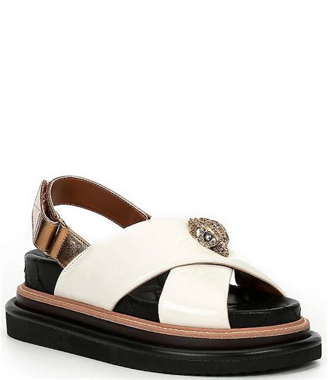 Kurt Geiger London Orson Leather Slingback Cross Strap Platform Sandals