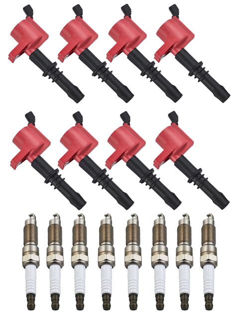 Set Of 8 Isa Brand Red Color Ignition Coils And Spark Plugs Compatible With 2006 2008 Mercury