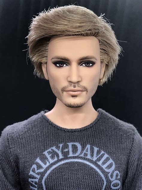 Ooak Harley Davidson Ken Barbie Doll Repaint Rooted Hair Goatee Custom