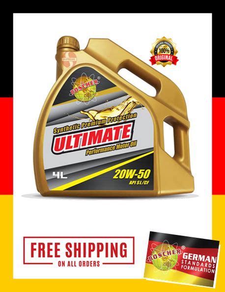 Boscher 20W50 Sl Cf Minyak Enjin Sintetik 4 Liter Teknologi Jerman