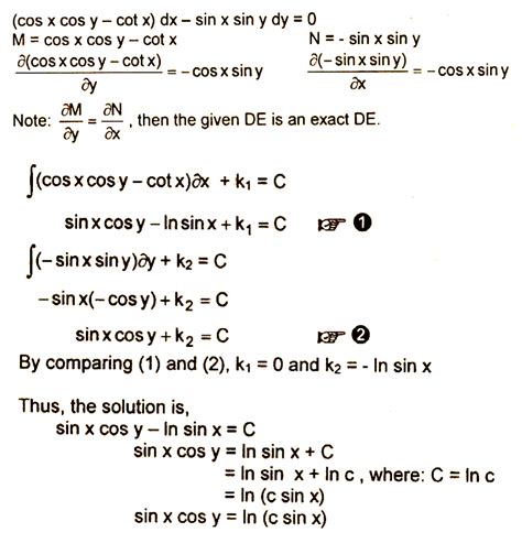 Solution Solve Cos X Cos Y Cotx Dx Sin X Sin Y Dy 0 Pinoybix