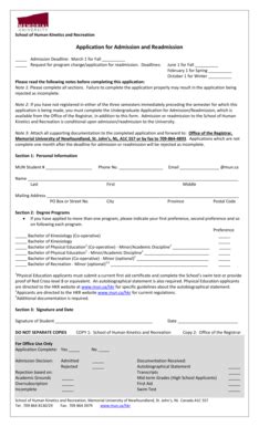 Fillable Online Mun Application For Admission And Readmission