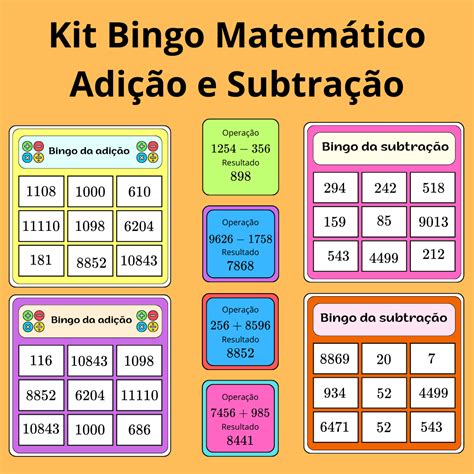 Kit Bingo Matemático Adição e Subtração Matemaginando