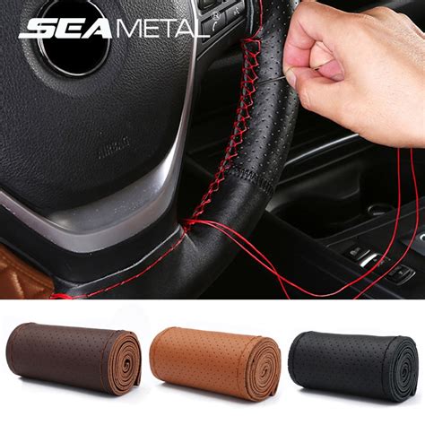 Seametal Tran A Volante Do Carro Capa De Couro Steer Wheel Prote O