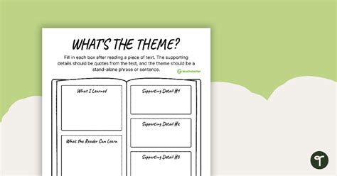 Whats The Theme Graphic Organizer Teach Starter