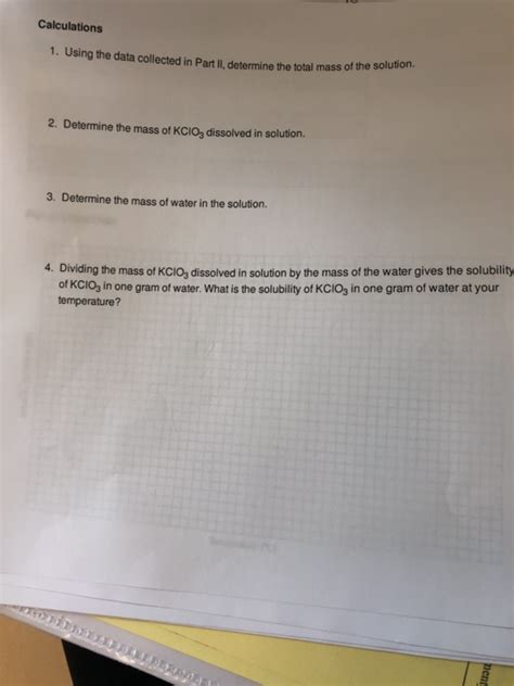 Solved Part II Potassium Chlorate Solubility Temperature Of Chegg