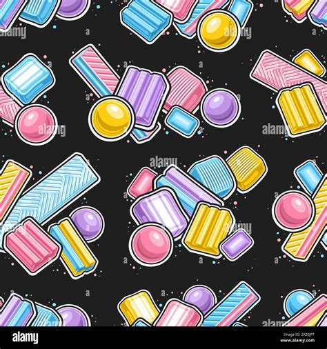 Vector Bubble Gum Seamless Pattern Repeat Background With Outline