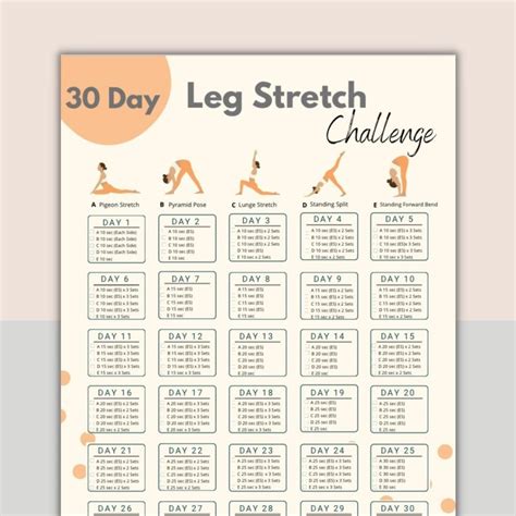 Day Leg Stretch Challenge Digital Hamstring Workout Guide Leg