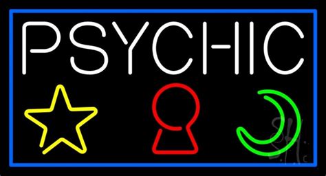 Psychic With Logo Blue Border Led Neon Sign Psychic Neon Signs