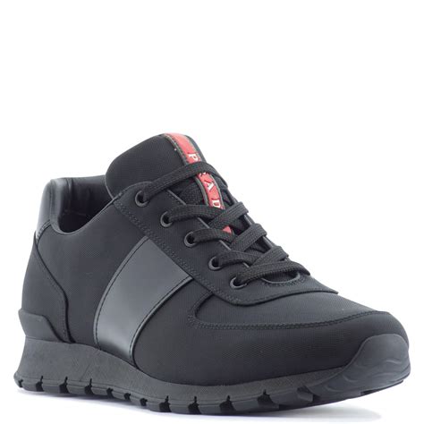 Prada Leather Low-Top Sneakers in Black for Men - Lyst