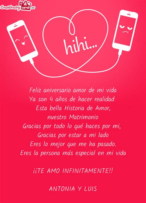 Feliz Aniversario Amor De Mi Vida Free Cards