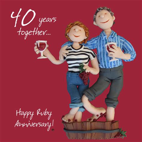 Happy 40th Ruby Anniversary Greeting Card One Lump Or Two Cards