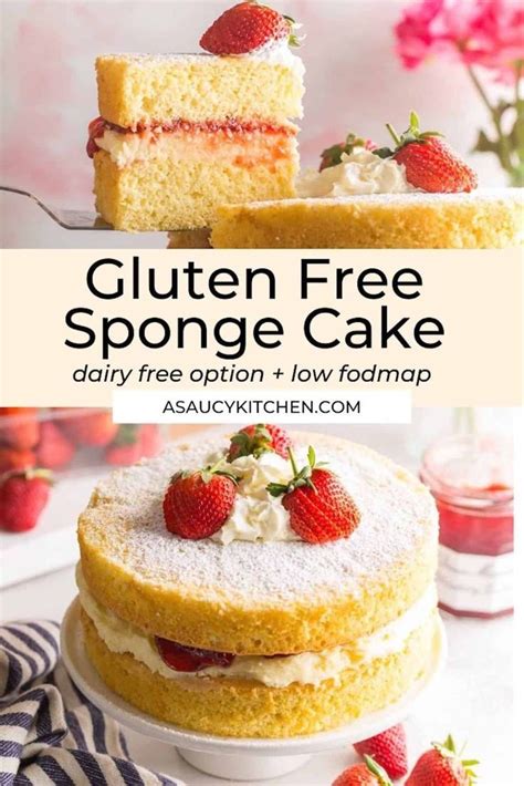 Gluten Free Sponge Cake With Strawberries On Top And The Words Gluten