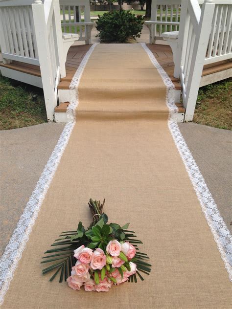 Ivory Or White Aisle Runner Burlap And Lace Aisle Runner Etsy