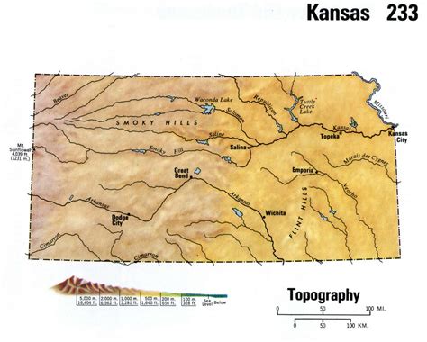 Kansas Physical Map And Kansas Topographic Map