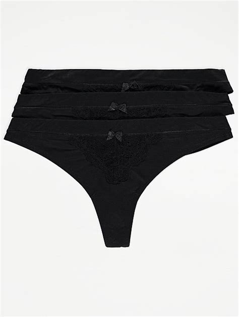 Black Comfort Thongs 3 Pack Women George At Asda