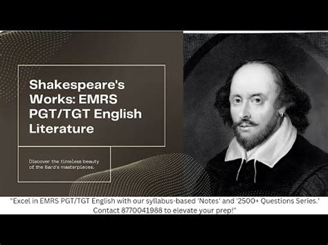 Shakespeare S Works Emrs Pgt Tgt English Literature Youtube