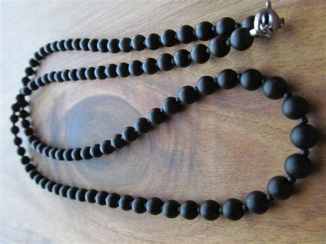 Men S Matte Onyx Beaded Necklace Mm Mens Necklace Etsy