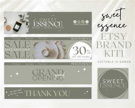 Etsy Shop Branding Starter Pack Kit Etsy Branding Kit Editable Etsy