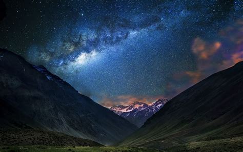 Mountains At Night Time