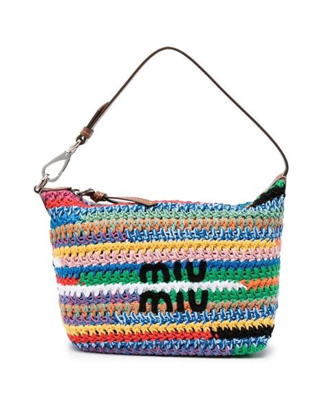 Mini sac en crochet à design colour block Miu Miu en coloris Bleu Lyst