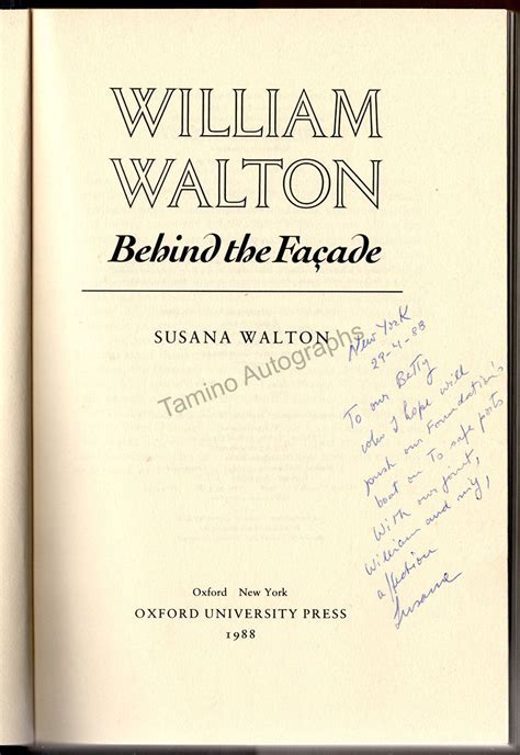 Walton, William - Book "Behind the Facade" Signed by Susan Walton – Tamino