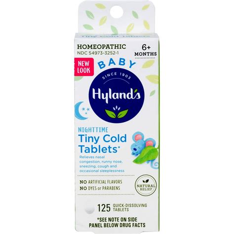 Hylands Baby Cold Symptoms Relief Nighttime Tiny Cold Tablets 125