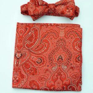 Red Chinese Silk Bow Tie Pocket Square Set Pocketwatch Waistcoats