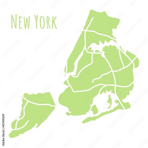 New York USA Map Silhouette Administrative Division Vector Map