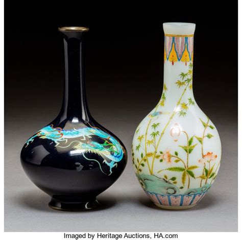 Two Chinese Glass Vases Marks To White Vase Lot 78634 Heritage Auctions White Vases