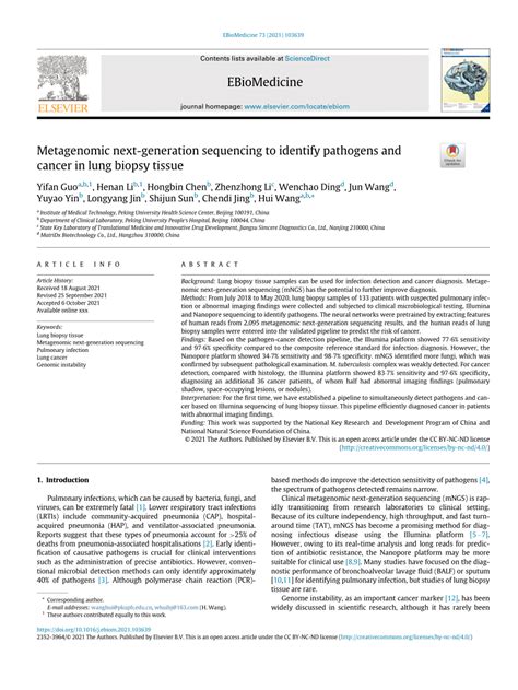 Pdf Metagenomic Next Generation Sequencing To Identify Pathogens And