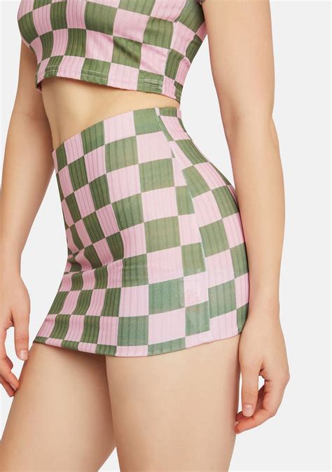 Ngorder Rib Checkerboard Mini Skirt Dolls Kill