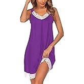 Ekouaer Casual Nightgown Womens Plus Size Lingerie Sleepwear V Neck Nightwear Short Sleep Shirt