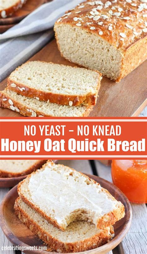 Honey Oat Bread No Yeast No Knead Honey Oat Bread Easy Bread Recipes Yeast Free Breads