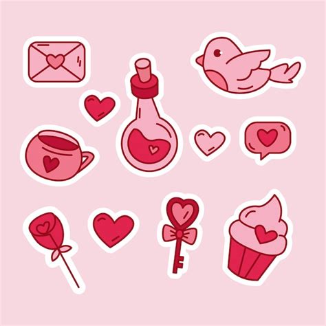 Premium Vector Valentines Day Sticker Element Set