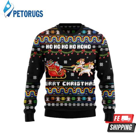 Unicorn Merry Christmas Ugly Christmas Sweaters Peto Rugs